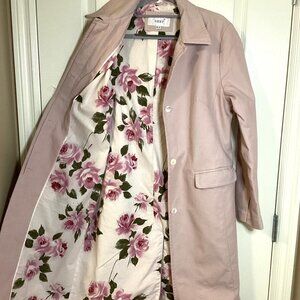 NEXT Womens Pale Pink Coat Floral Lining Size 12 Cotton Pockets Classic Feminine